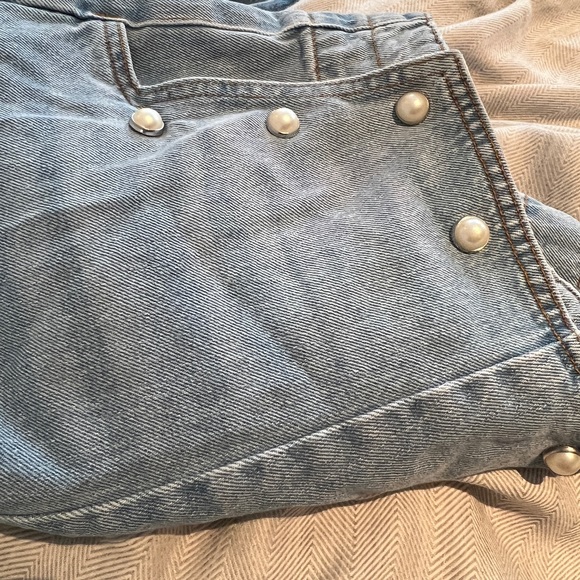 New super rare Zara PEARL buttons  denim sailor pant size 36/04 - Picture 6 of 7